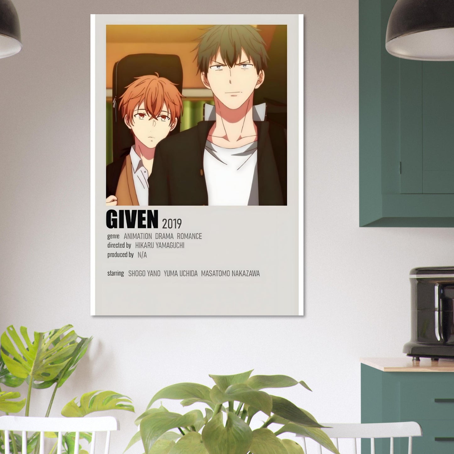 Given anime series movie poster print featuring characters in warm lighting, stylish design for wall art enthusiasts.