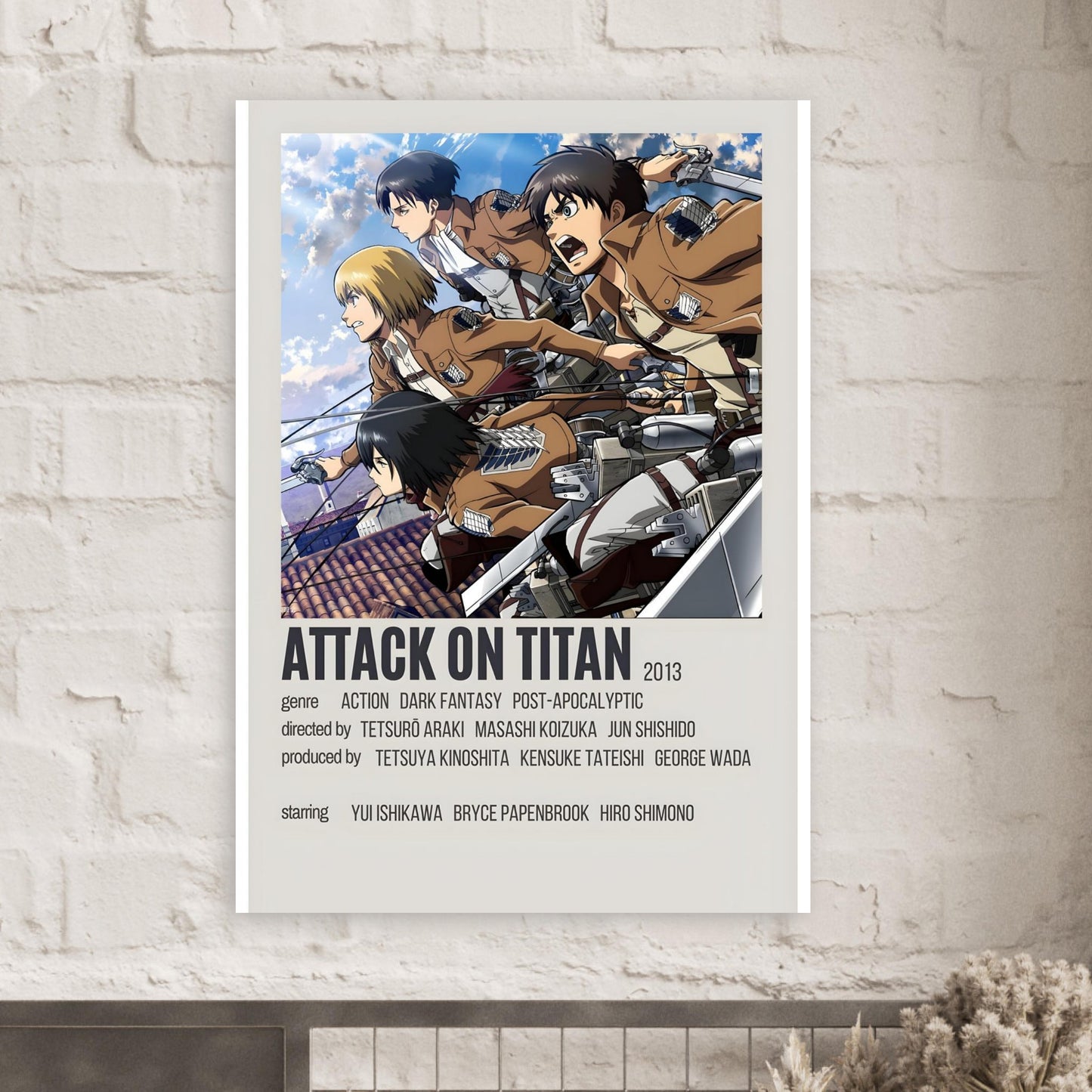 Attack on Titan anime poster featuring Scout Regiment characters in action, perfect for movie and band poster collections.