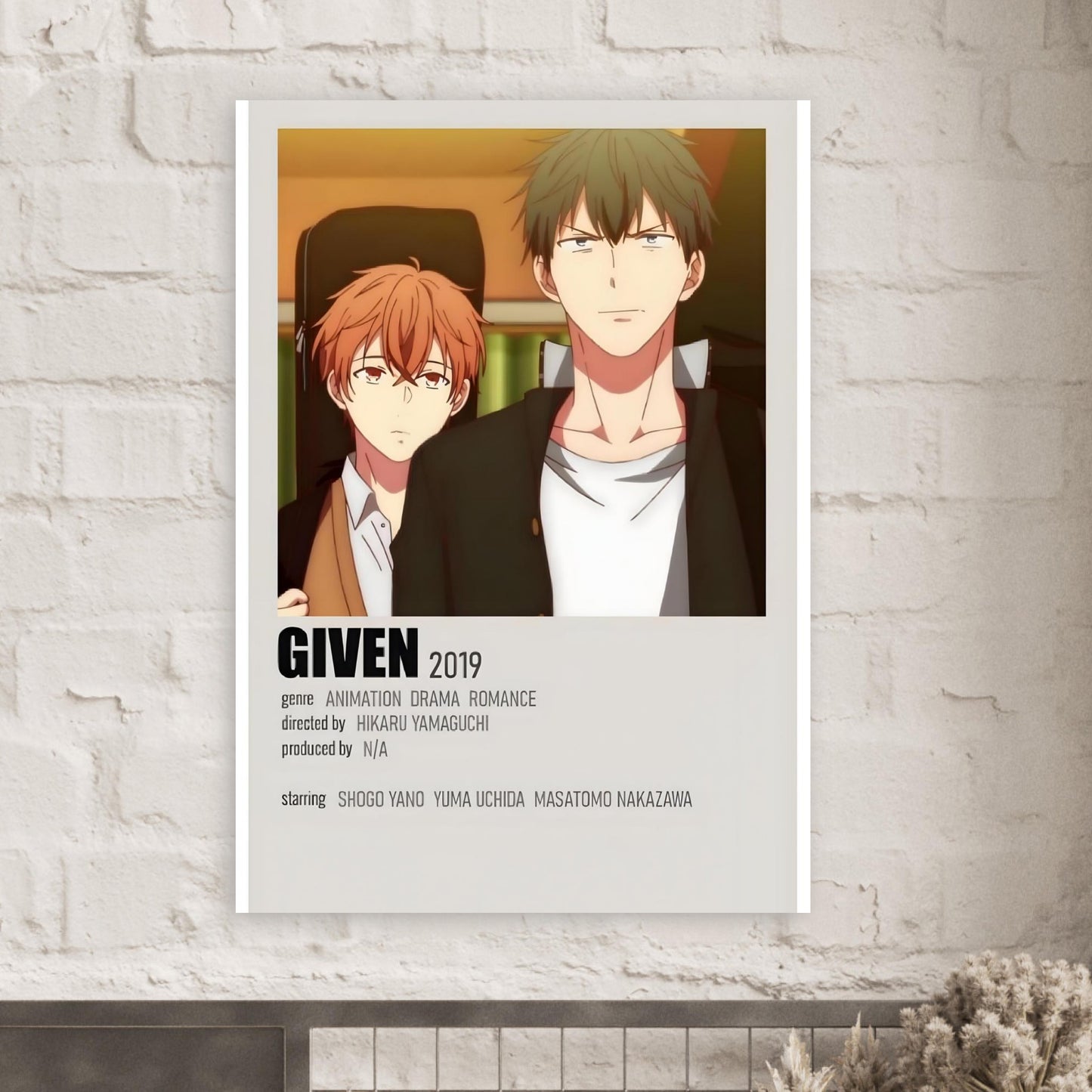 Given anime series movie poster print, featuring characters in warm lighting, ideal for wall art decor.