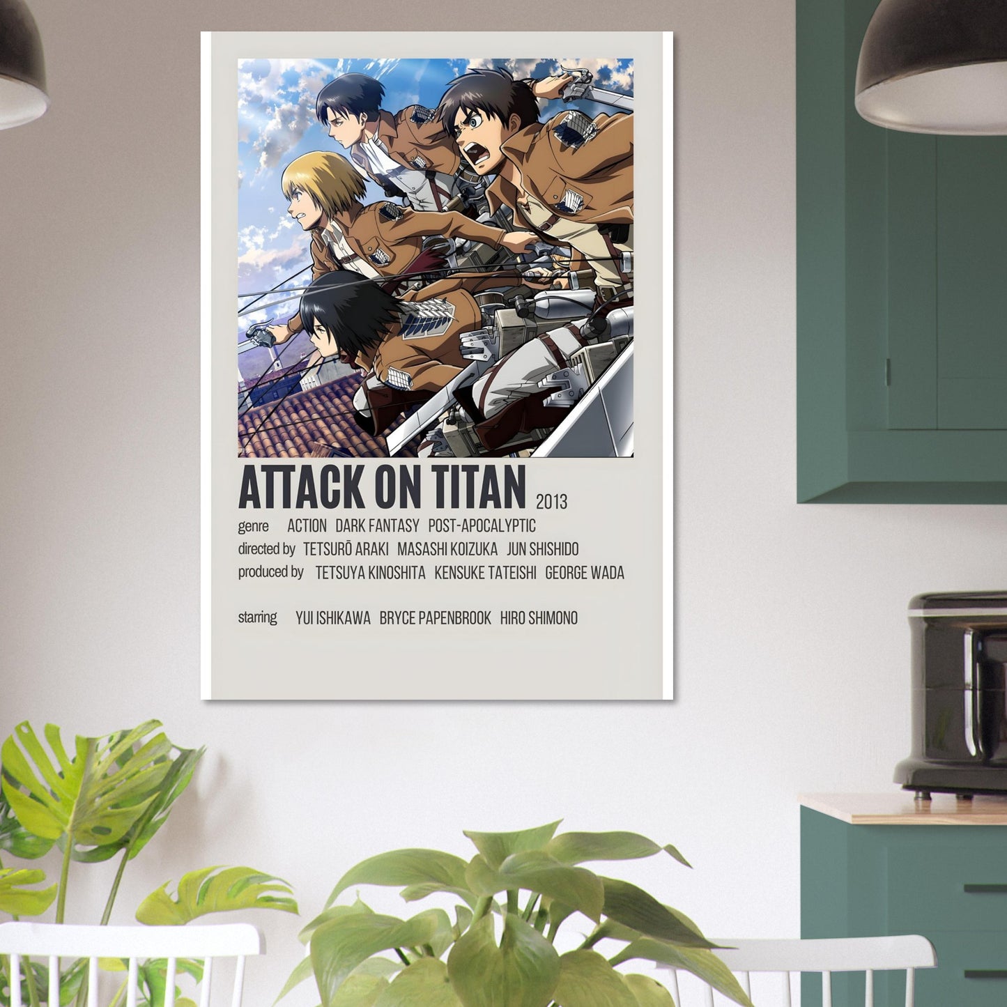 Attack on Titan anime poster featuring Scout Regiment characters in action, perfect for anime and movie poster collectors.