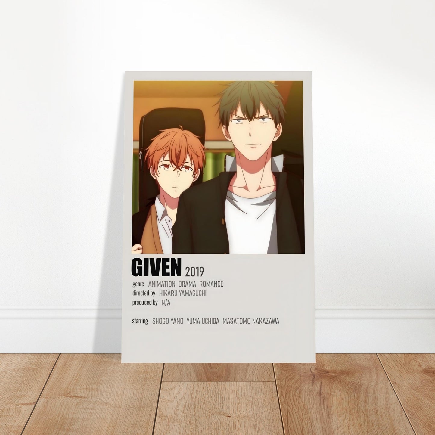 Given anime series movie poster print featuring characters in warm lighting, minimalist design with modern typography.