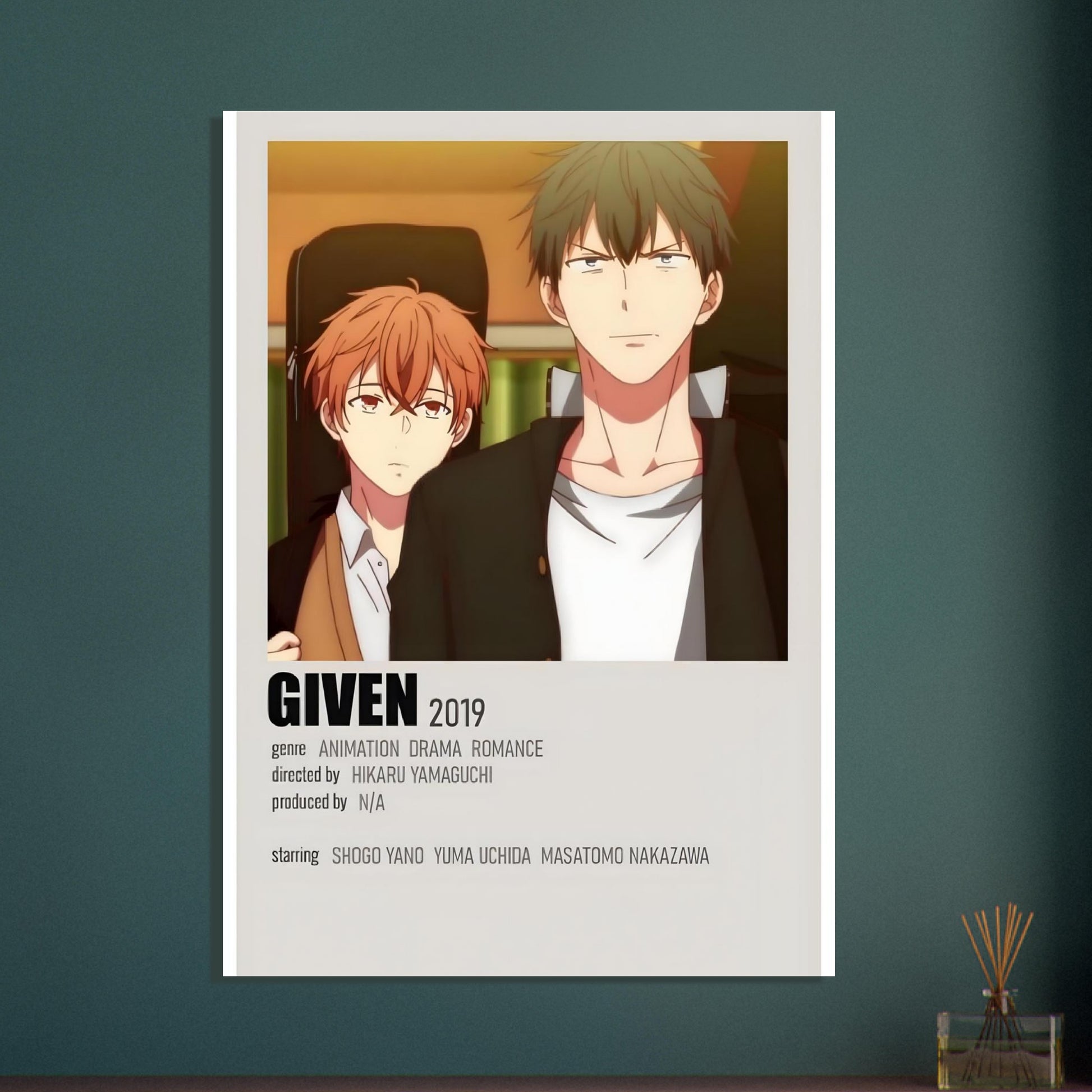 Given anime series movie poster featuring main characters in warm colors and minimalist design, ideal for framed posters and wall art.