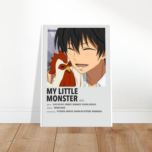 My Little Monster anime movie poster featuring a boy with rooster in playful scene, perfect for anime art lovers.