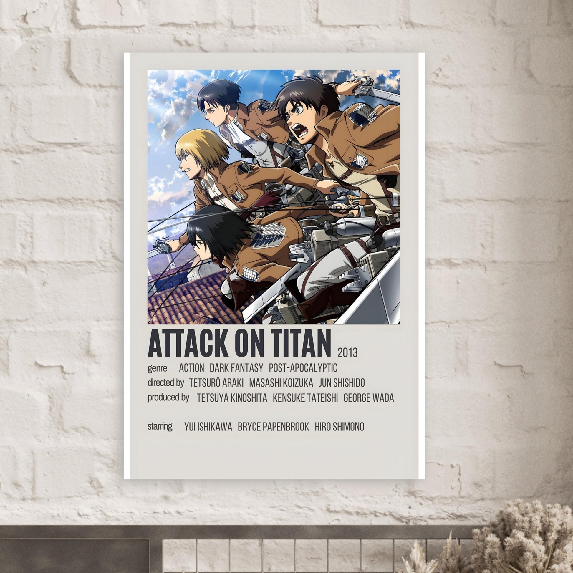 Attack on Titan anime poster featuring Scout Regiment characters in action, perfect for movie and band poster collections.