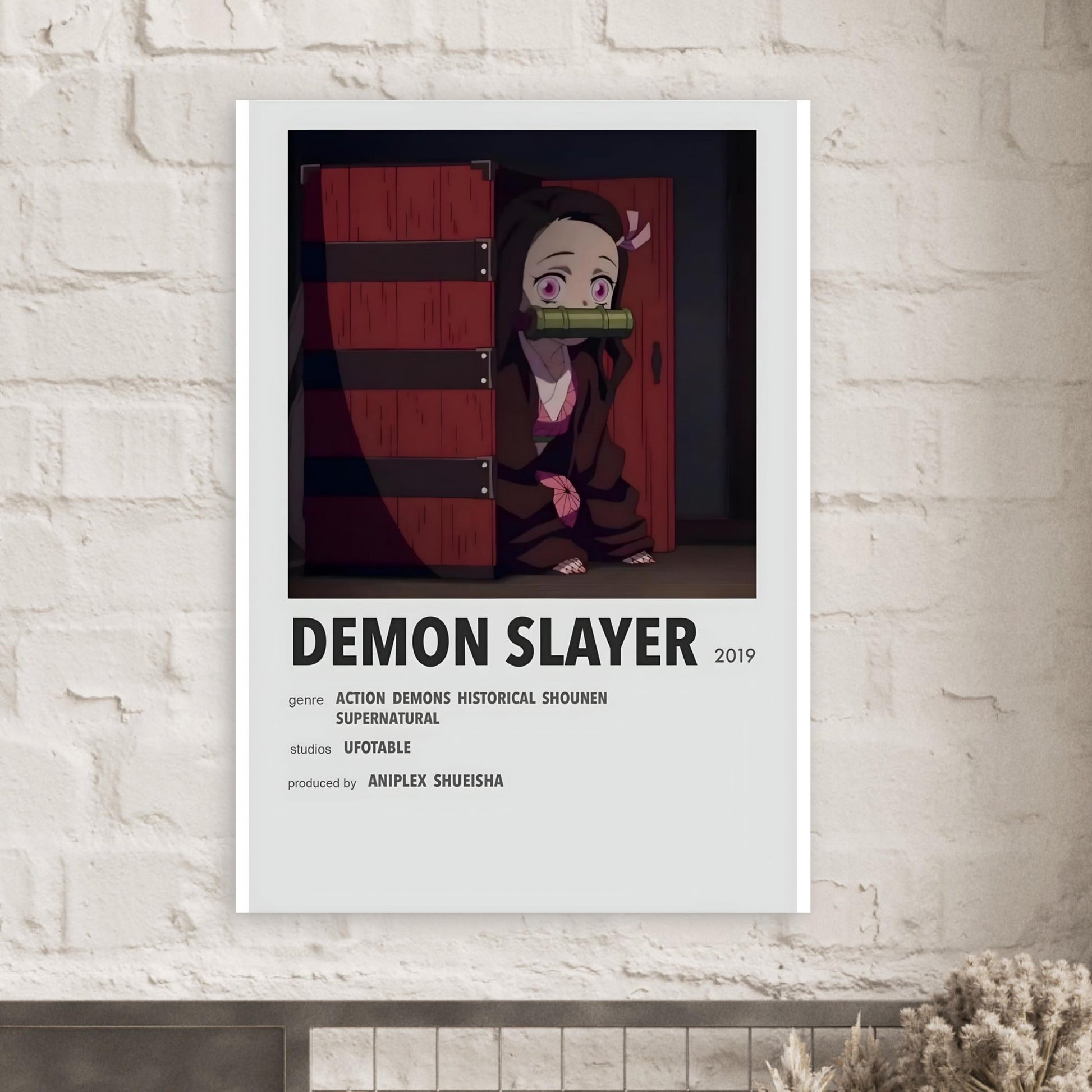 Demon Slayer minimalist anime poster featuring iconic character, perfect for movie and band poster collections.