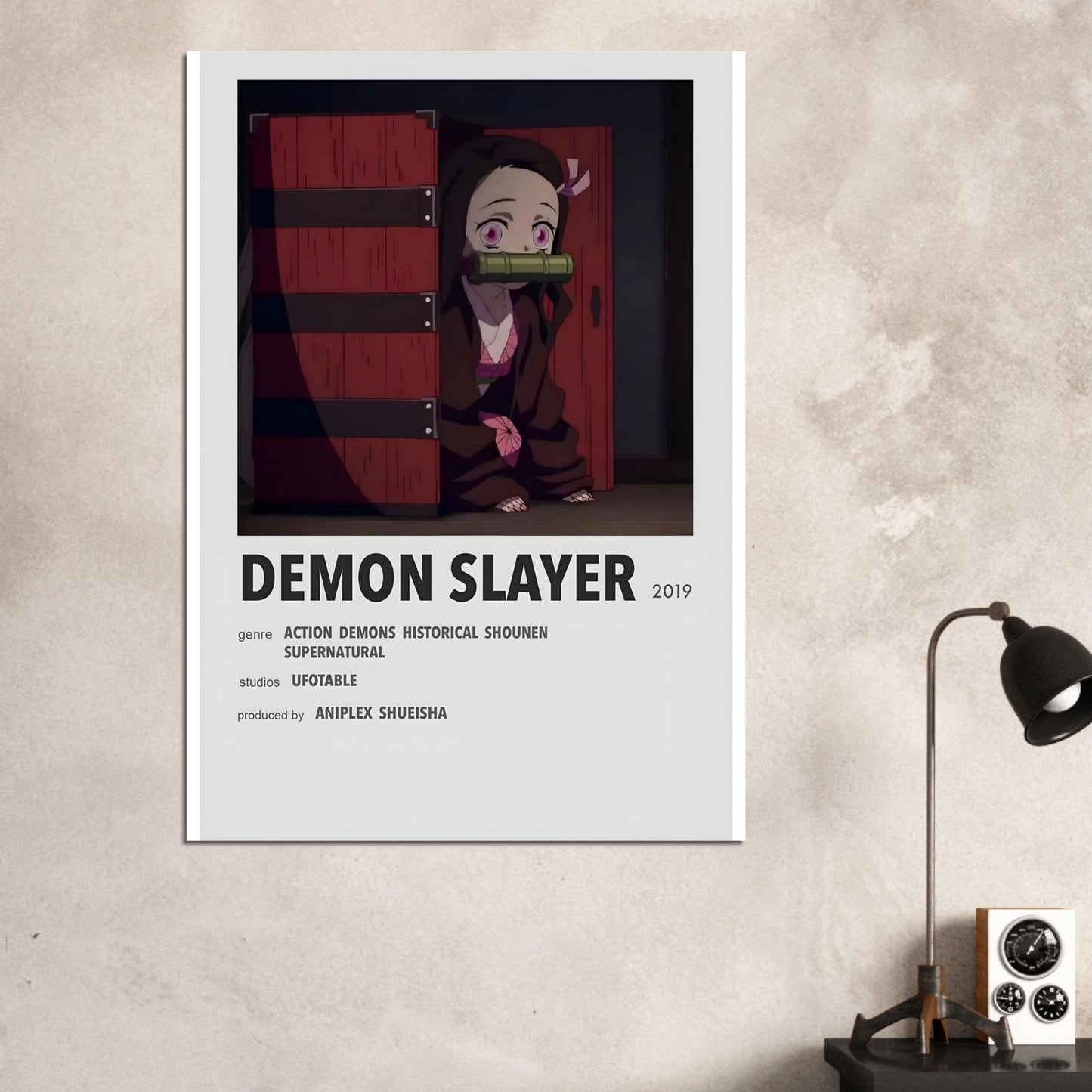 Demon Slayer minimalist anime poster showcasing iconic scene, perfect for movie and framed poster collectors.