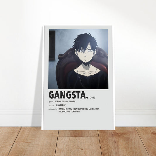 Minimalist Gangsta anime movie poster print featuring dramatic character art and bold typography on premium paper.