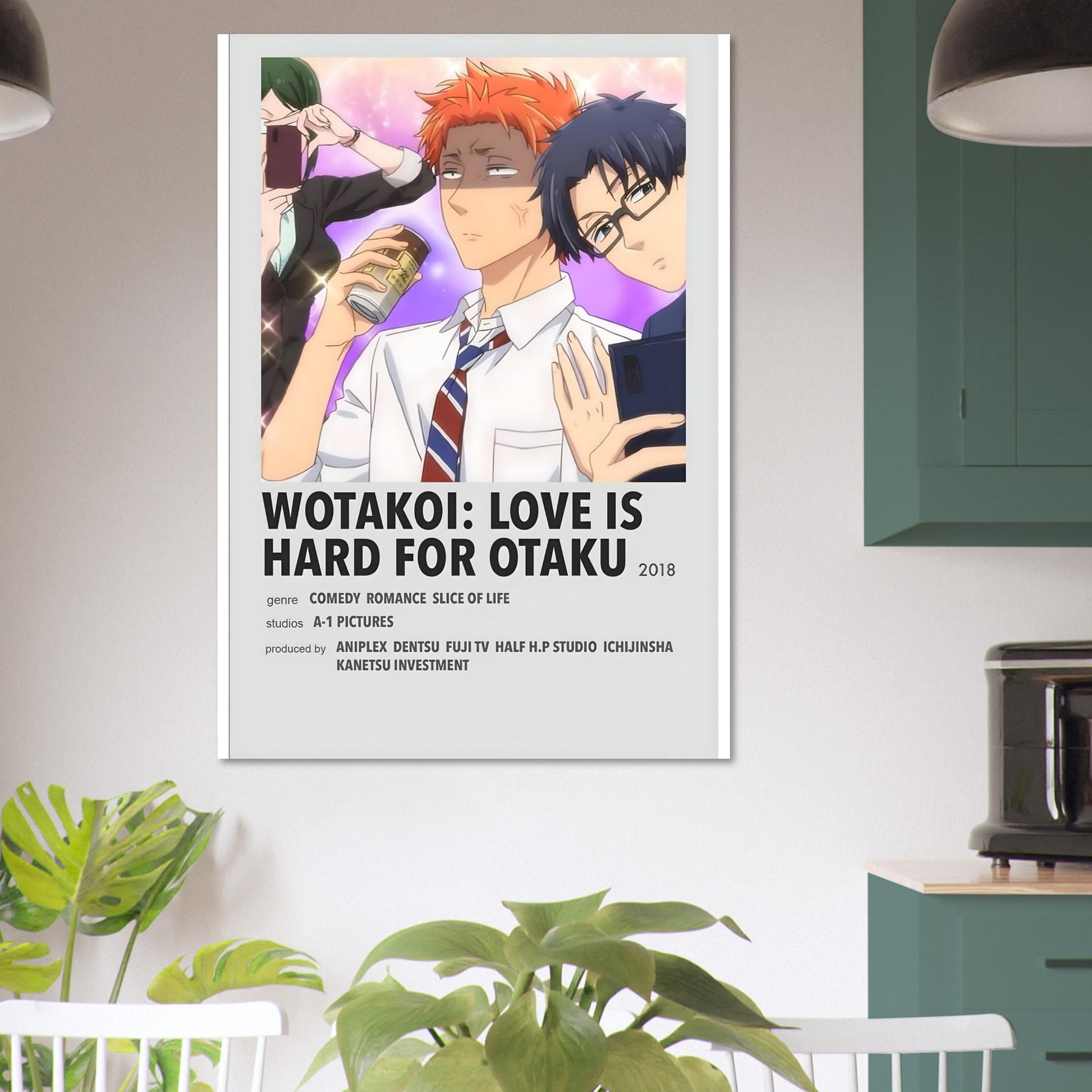 Wotakoi anime poster showcasing characters in casual moments, perfect for anime lovers and wall decor enthusiasts.